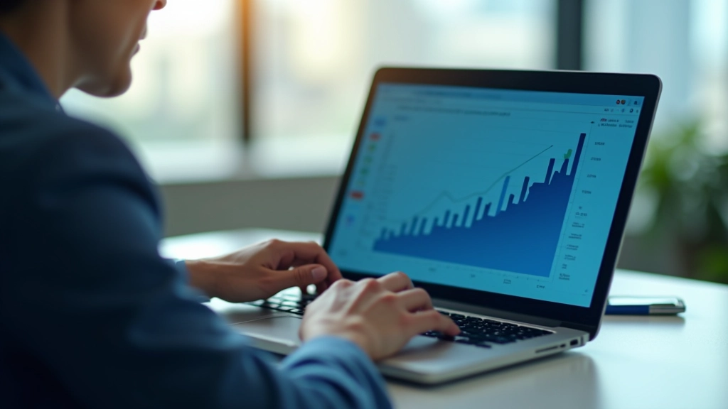 Economic growth visualization showing Malaysia's technology sector contribution to GDP with upward trending charts and financial metrics