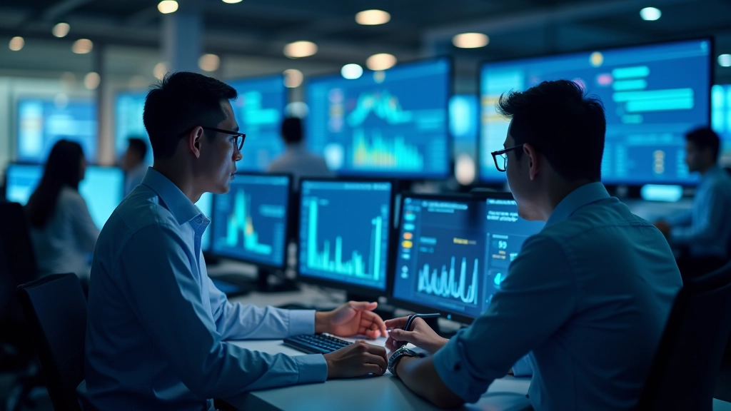 Fintech technology platform showing digital banking, mobile payments, and financial data analytics on screens